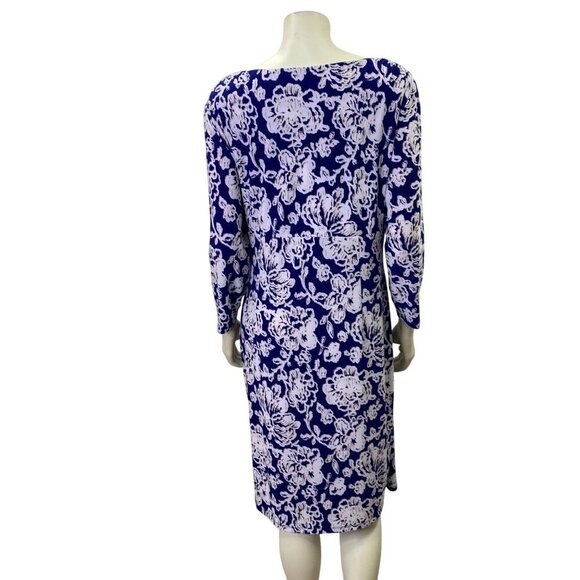 Lauren Ralph Lauren Faux Wrap Floral V-Neck Dress With 3/4 Sleeves 16 - Picture 7 of 8
